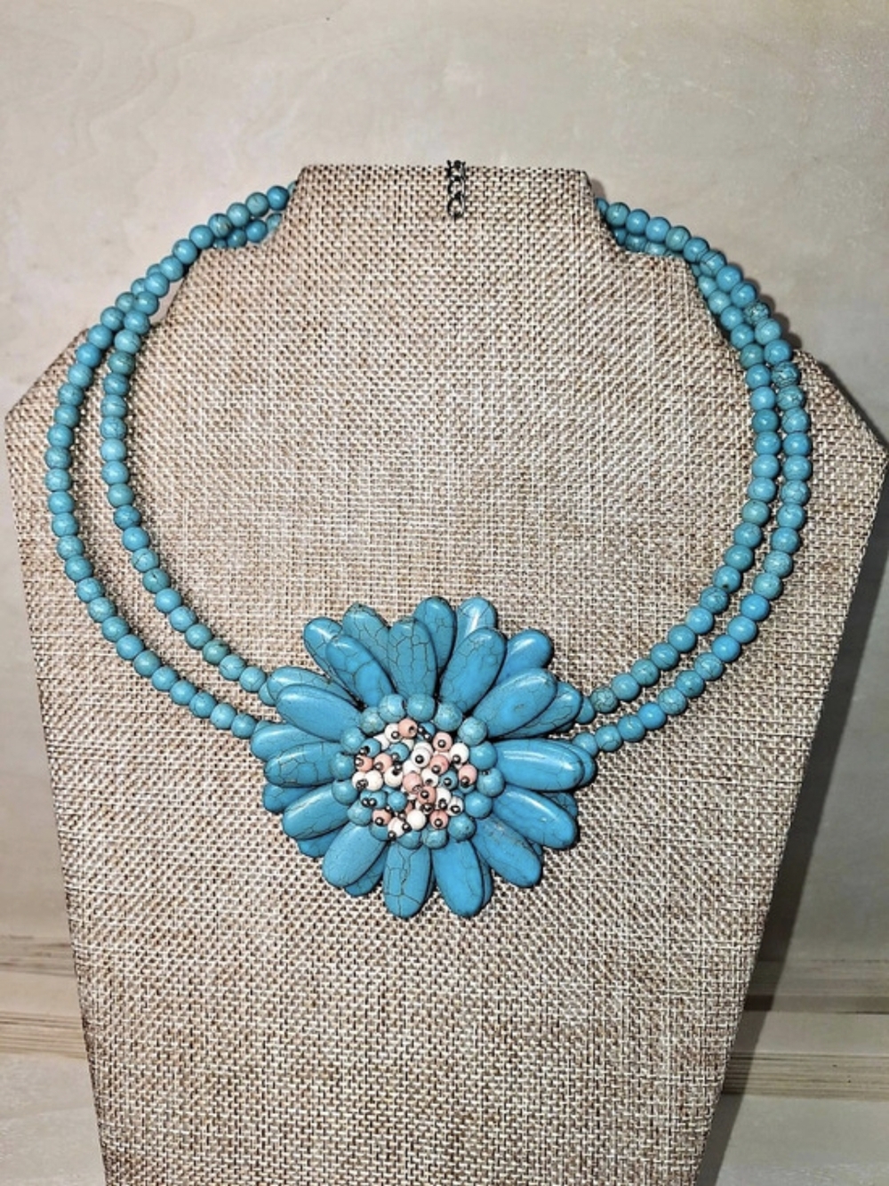Turquoise Flower Statement Necklace